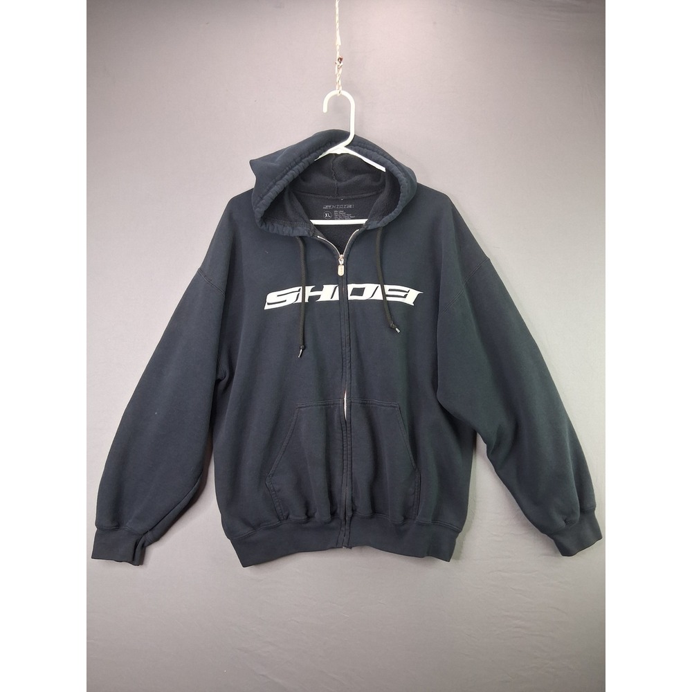 Shoei Full Zip Hoodie Mens XL Black Graphic Logo Fleece Sweatshirt